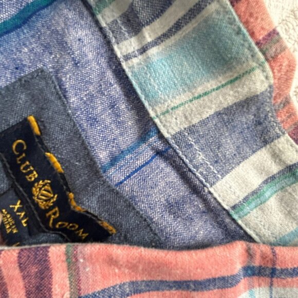 Club Room Men's Plaid Pattern Short Sleeve Casual Button Up Shirt Blue XXL - Picture 4 of 8